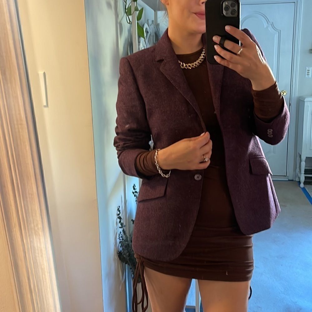 EUC Ted Baker Endurance Purple Tweed Knit Lined Blazer 2